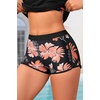image:image3 Piece Tankini Bathing Suit with Sports Bra and Athletic Swim Shorts  Supportive Removable Bra High Waisted Tummy Control Boyshort Loose Tank Top Racerback Quick Drying Vacation SwimwearPink Floral  Black