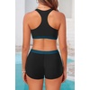image:image3 Piece Tankini Bathing Suit with Sports Bra and Athletic Swim Shorts  Supportive Removable Bra High Waisted Tummy Control Boyshort Loose Tank Top Racerback Quick Drying Vacation SwimwearBlack and Blue 01
