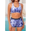 image:image3 Piece Tankini Bathing Suit with Sports Bra and Athletic Swim Shorts  Supportive Removable Bra High Waisted Tummy Control Boyshort Loose Tank Top Racerback Quick Drying Vacation SwimwearBlue Tie Dye