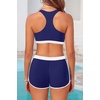 image:image3 Piece Tankini Bathing Suit with Sports Bra and Athletic Swim Shorts  Supportive Removable Bra High Waisted Tummy Control Boyshort Loose Tank Top Racerback Quick Drying Vacation SwimwearBlue White