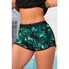 image:image3 Piece Tankini Bathing Suit with Sports Bra and Athletic Swim Shorts  Supportive Removable Bra High Waisted Tummy Control Boyshort Loose Tank Top Racerback Quick Drying Vacation SwimwearBlack and Green Leaves