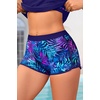 image:image3 Piece Tankini Bathing Suit with Sports Bra and Athletic Swim Shorts  Supportive Removable Bra High Waisted Tummy Control Boyshort Loose Tank Top Racerback Quick Drying Vacation SwimwearBlue Purple Leaves