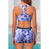 image:image3 Piece Tankini Bathing Suit with Sports Bra and Athletic Swim Shorts  Supportive Removable Bra High Waisted Tummy Control Boyshort Loose Tank Top Racerback Quick Drying Vacation SwimwearBlue Tie Dye