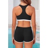 image:image3 Piece Tankini Bathing Suit with Sports Bra and Athletic Swim Shorts  Supportive Removable Bra High Waisted Tummy Control Boyshort Loose Tank Top Racerback Quick Drying Vacation SwimwearBlack White