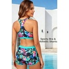 image:image3 Piece Tankini Bathing Suit with Sports Bra and Athletic Swim Shorts  Supportive Removable Bra High Waisted Tummy Control Boyshort Loose Tank Top Racerback Quick Drying Vacation SwimwearAqua Colorful Floral