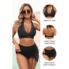 image:imageHigh Waisted Bikini with Skirt  Two Piece Tummy Control Swimsuit for Women Mesh Halter Bathing Suit 2025 Sarong SwimwearBlack