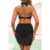 image:imageHigh Waisted Bikini with Skirt  Two Piece Tummy Control Swimsuit for Women Mesh Halter Bathing Suit 2025 Sarong SwimwearBlack