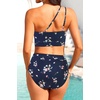 image:imageWomen High Waisted Bikini One Shoulder Two Piece Full Coverage SwimsuitsNavy Floral
