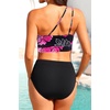 image:imageWomen High Waisted Bikini One Shoulder Two Piece Full Coverage SwimsuitsPink Floral1