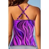 image:imageWomen Tankini Swim Top Only  High Neck Bathing Suit Tops Tummy Control Tank Top No BottomPurple Wavy Pattern
