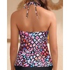 image:imageWomens Halter Tankini Top V Neck Swim Top Tummy Control Bathing Suit  Adjustable Straps Removable Cups Backless Full lining Dry Quickly Full Torso Modesty Via Long HemColorful Leopard