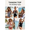 image:imageWomens Halter Tankini Top V Neck Swim Top Tummy Control Bathing Suit  Adjustable Straps Removable Cups Backless Full lining Dry Quickly Full Torso Modesty Via Long HemPink Flower
