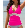 image:imageWomens Halter Tankini Top V Neck Swim Top Tummy Control Bathing Suit  Adjustable Straps Removable Cups Backless Full lining Dry Quickly Full Torso Modesty Via Long HemHot Pink