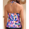image:imageWomens Halter Tankini Top V Neck Swim Top Tummy Control Bathing Suit  Adjustable Straps Removable Cups Backless Full lining Dry Quickly Full Torso Modesty Via Long HemColorful Floral