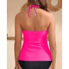 image:imageWomens Halter Tankini Top V Neck Swim Top Tummy Control Bathing Suit  Adjustable Straps Removable Cups Backless Full lining Dry Quickly Full Torso Modesty Via Long HemPink