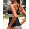 image:imageWomens Halter Tankini Top V Neck Swim Top Tummy Control Bathing Suit  Adjustable Straps Removable Cups Backless Full lining Dry Quickly Full Torso Modesty Via Long HemBlack 03