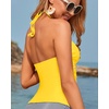 image:imageWomens Halter Tankini Top V Neck Swim Top Tummy Control Bathing Suit  Adjustable Straps Removable Cups Backless Full lining Dry Quickly Full Torso Modesty Via Long HemYellow 01
