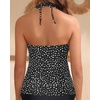 image:imageWomens Halter Tankini Top V Neck Swim Top Tummy Control Bathing Suit  Adjustable Straps Removable Cups Backless Full lining Dry Quickly Full Torso Modesty Via Long HemBlack White Dot