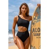 image:imageWomens One Piece Swimsuit One Shoulder Cutout Tummy Control Bathing Suit  Wide Strap Removable Pads Full Coverage Full Lined Colorblack Sexy Chafefree skin via claspfree backBlack