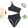 image:imageWomens One Piece Swimsuit One Shoulder Cutout Tummy Control Bathing Suit  Wide Strap Removable Pads Full Coverage Full Lined Colorblack Sexy Chafefree skin via claspfree backBlack White