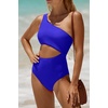 image:imageWomens One Piece Swimsuit One Shoulder Cutout Tummy Control Bathing Suit  Wide Strap Removable Pads Full Coverage Full Lined Colorblack Sexy Chafefree skin via claspfree backRoyal Blue