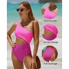 image:imageWomens One Piece Swimsuit One Shoulder Cutout Tummy Control Bathing Suit  Wide Strap Removable Pads Full Coverage Full Lined Colorblack Sexy Chafefree skin via claspfree backPink