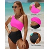 image:imageWomens One Piece Swimsuit One Shoulder Cutout Tummy Control Bathing Suit  Wide Strap Removable Pads Full Coverage Full Lined Colorblack Sexy Chafefree skin via claspfree backHot Pink