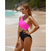 image:imageWomens One Piece Swimsuit One Shoulder Cutout Tummy Control Bathing Suit  Wide Strap Removable Pads Full Coverage Full Lined Colorblack Sexy Chafefree skin via claspfree backHot Pink