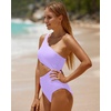 image:imageWomens One Piece Swimsuit One Shoulder Cutout Tummy Control Bathing Suit  Wide Strap Removable Pads Full Coverage Full Lined Colorblack Sexy Chafefree skin via claspfree backLavender