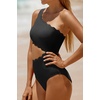 image:imageWomens One Piece Swimsuit One Shoulder Cutout Tummy Control Bathing Suit  Wide Strap Removable Pads Full Coverage Full Lined Colorblack Sexy Chafefree skin via claspfree backScalloped Black