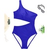 image:imageWomens One Piece Swimsuit One Shoulder Cutout Tummy Control Bathing Suit  Wide Strap Removable Pads Full Coverage Full Lined Colorblack Sexy Chafefree skin via claspfree backRoyal Blue