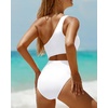image:imageWomens One Piece Swimsuit One Shoulder Cutout Tummy Control Bathing Suit  Wide Strap Removable Pads Full Coverage Full Lined Colorblack Sexy Chafefree skin via claspfree backWhite