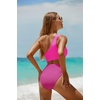 image:imageWomens One Piece Swimsuit One Shoulder Cutout Tummy Control Bathing Suit  Wide Strap Removable Pads Full Coverage Full Lined Colorblack Sexy Chafefree skin via claspfree backPink