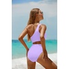 image:imageWomens One Piece Swimsuit One Shoulder Cutout Tummy Control Bathing Suit  Wide Strap Removable Pads Full Coverage Full Lined Colorblack Sexy Chafefree skin via claspfree backLavender