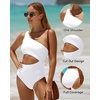 image:imageWomens One Piece Swimsuit One Shoulder Cutout Tummy Control Bathing Suit  Wide Strap Removable Pads Full Coverage Full Lined Colorblack Sexy Chafefree skin via claspfree backWhite