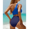 image:imageWomens One Piece Swimsuit One Shoulder Cutout Tummy Control Bathing Suit  Wide Strap Removable Pads Full Coverage Full Lined Colorblack Sexy Chafefree skin via claspfree backNavy Bule