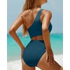 image:imageWomens One Piece Swimsuit One Shoulder Cutout Tummy Control Bathing Suit  Wide Strap Removable Pads Full Coverage Full Lined Colorblack Sexy Chafefree skin via claspfree backTeal