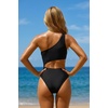 image:imageWomens One Piece Swimsuit One Shoulder Cutout Tummy Control Bathing Suit  Wide Strap Removable Pads Full Coverage Full Lined Colorblack Sexy Chafefree skin via claspfree backBlack