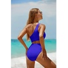 image:imageWomens One Piece Swimsuit One Shoulder Cutout Tummy Control Bathing Suit  Wide Strap Removable Pads Full Coverage Full Lined Colorblack Sexy Chafefree skin via claspfree backRoyal Blue