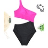image:imageWomens One Piece Swimsuit One Shoulder Cutout Tummy Control Bathing Suit  Wide Strap Removable Pads Full Coverage Full Lined Colorblack Sexy Chafefree skin via claspfree backHot Pink