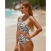 image:imageWomens One Piece Swimsuit One Shoulder Cutout Tummy Control Bathing Suit  Wide Strap Removable Pads Full Coverage Full Lined Colorblack Sexy Chafefree skin via claspfree backLeopard