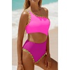image:imageWomens One Piece Swimsuit One Shoulder Cutout Tummy Control Bathing Suit  Wide Strap Removable Pads Full Coverage Full Lined Colorblack Sexy Chafefree skin via claspfree backColorblock Pink