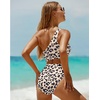 image:imageWomens One Piece Swimsuit One Shoulder Cutout Tummy Control Bathing Suit  Wide Strap Removable Pads Full Coverage Full Lined Colorblack Sexy Chafefree skin via claspfree backLeopard