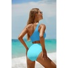 image:imageWomens One Piece Swimsuit One Shoulder Cutout Tummy Control Bathing Suit  Wide Strap Removable Pads Full Coverage Full Lined Colorblack Sexy Chafefree skin via claspfree backBlue