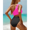 image:imageWomens One Piece Swimsuit One Shoulder Cutout Tummy Control Bathing Suit  Wide Strap Removable Pads Full Coverage Full Lined Colorblack Sexy Chafefree skin via claspfree backHot Pink