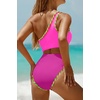 image:imageWomens One Piece Swimsuit One Shoulder Cutout Tummy Control Bathing Suit  Wide Strap Removable Pads Full Coverage Full Lined Colorblack Sexy Chafefree skin via claspfree backColorblock Pink