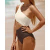 image:imageWomens One Piece Swimsuit One Shoulder Cutout Tummy Control Bathing Suit  Wide Strap Removable Pads Full Coverage Full Lined Colorblack Sexy Chafefree skin via claspfree backBeige Brown