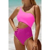 image:imageWomens One Piece Swimsuit One Shoulder Cutout Tummy Control Bathing Suit  Wide Strap Removable Pads Full Coverage Full Lined Colorblack Sexy Chafefree skin via claspfree backColorblock Pink
