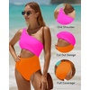 image:imageWomens One Piece Swimsuit One Shoulder Cutout Tummy Control Bathing Suit  Wide Strap Removable Pads Full Coverage Full Lined Colorblack Sexy Chafefree skin via claspfree backPink Orange