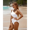 image:imageWomens One Piece Swimsuit One Shoulder Cutout Tummy Control Bathing Suit  Wide Strap Removable Pads Full Coverage Full Lined Colorblack Sexy Chafefree skin via claspfree backWhite